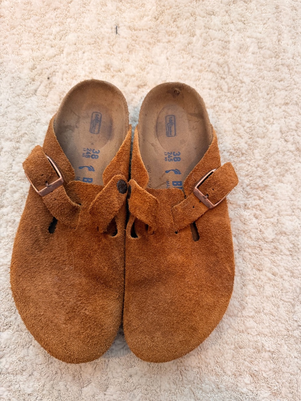 Birkenstock Brown Suede Boston Clogs - Slip-On Mule
